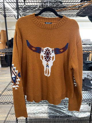Wrangler Bull Skull Rust Sweater